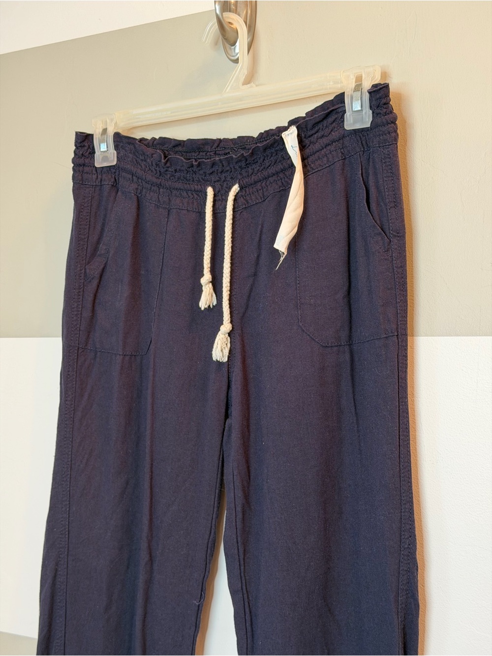 Cali 1850 Women's Blue Chino linen Pants - Classic Straight Leg medium